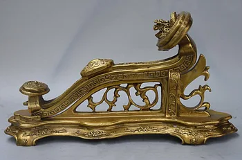 

12" Chinese Classic Pure Copper Brass FengShui Wealth Dragon Statue RuYi Ru Yi