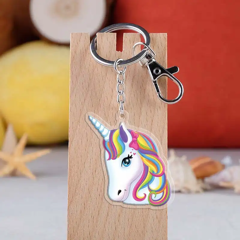 LXJERY 20 Styles Cartoon Anime My Little Poni Horse Unicorn Keychain Acrylic Key Chain Schoolbag Decorations Pendant Key Ring - Цвет: style 17