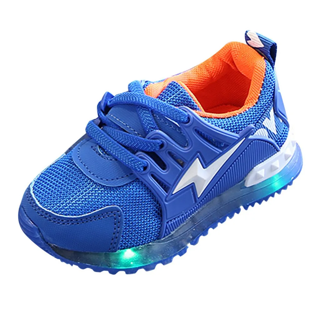 Детская обувь для малышей для девочек и мальчиков; Светодиодный светильник; Светящиеся спортивные сетчатые кроссовки; Уличная повседневная обувь;# Y1 - Цвет: Синий