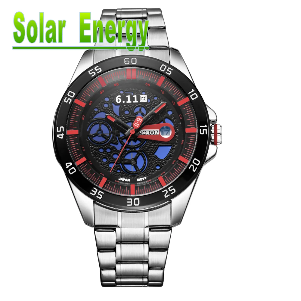 

6.11 Solar watch 2019 Top brand men's watch reloj macsulino light energy Steel strap waterproof calendar watch men quartz watch
