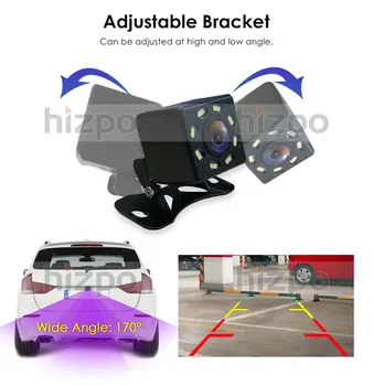 

Hizpo Car Rear View Camera 8 LED Night Vision Reversing Auto Parking Monitor CCD Waterproof 170 Degree HD Video + 6 meter wires