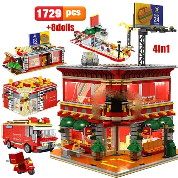 

3D Model Mc Donald Architecture House Building Blocks Mininature Food Store Restaurant City Street Construction Toys 3C Unisex
