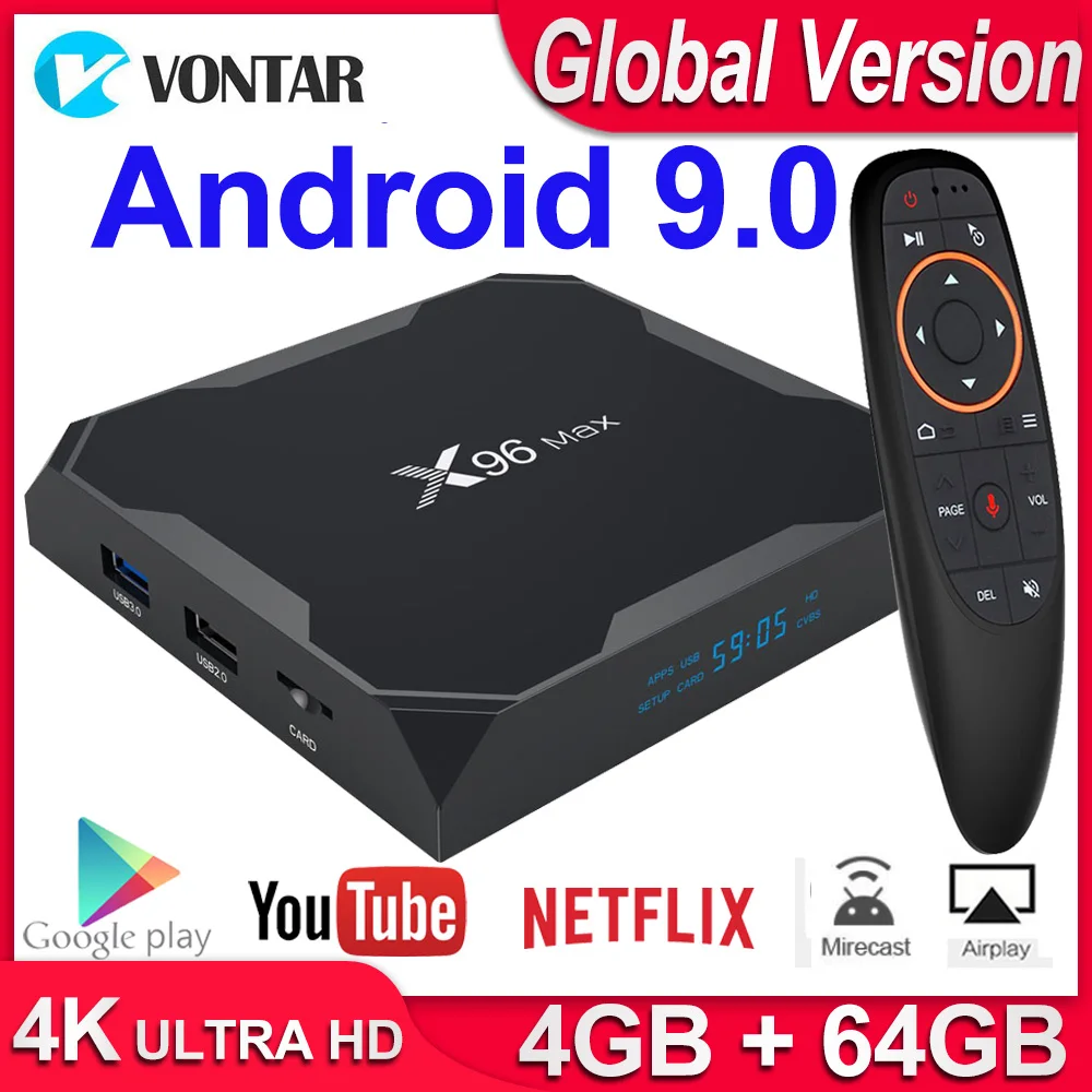 Günstige Smart TV BOX X96 Max X2 Android 9.0 TV Box X96Max 4K Media Player Amlogic Quad Core Android Box 2,4G 5G Wifi 4GB 64GB 1000M LAN