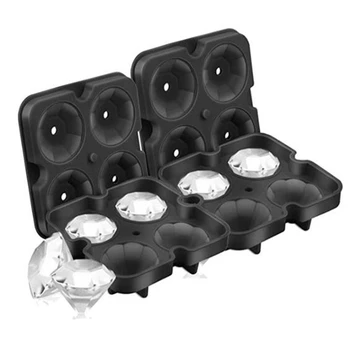 

2Pcs Ice Trays Diamond Ice Molds Reusable Silicone Flexible 4 Cavity Ice Maker for Chilling Whiskey Cocktails