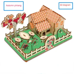 FEOOE rompecabezas 3D hecho a mano para niños, juguetes para niños, regalos promocionales, rompecabezas de madera, rompecabezas pequeño de lana de reloj