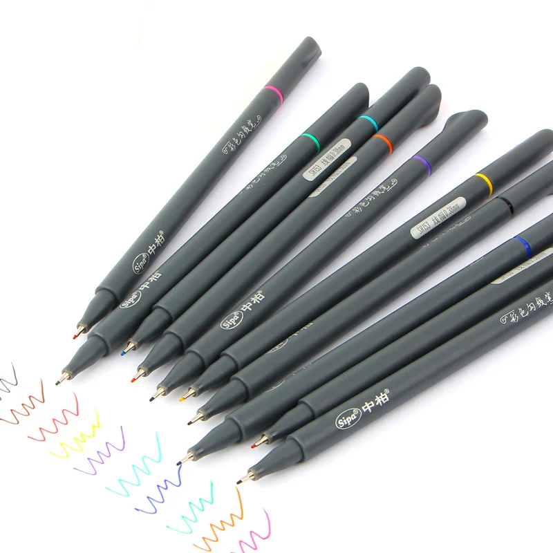 Sipa 10 Colors Fiber pen 0.38mm Fine Sketch Needle Technical Pen