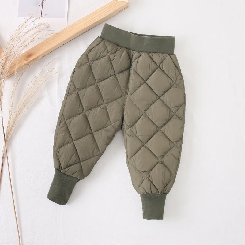 Штаны для девочек детская осенне-зимняя одежда однотонные детские штаны для маленьких мальчиков теплые Плотные хлопковые штаны для малышей - Цвет: green