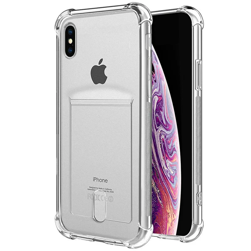 Transparent MANTIS для iPhone X XS Max XR кредитный держатель для карт Прозрачный чехол для телефона мягкий ТПУ чехол для iPhone 5 5S 6 6S 7 8 Plus 11 Pro Max - Цвет: Transparent