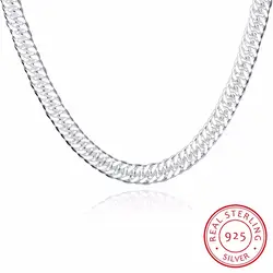 Высокое качество 10 мм 20 ''50 см мужское ожерелье 925 серебряное звено цепи ожерелье s для мужчин ювелирные изделия вечерние подарок