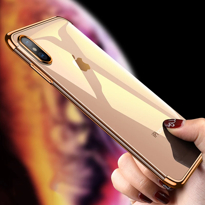 

Clear Case For iphone 11 Pro Max X XR 10 XS Max 7 8 6 s 6s Plus 6Plus 7Plus Soft Silicone Phone Plating Ultra thin Red Cover