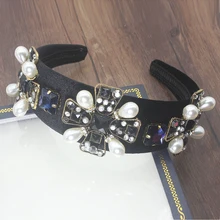 Барокко моды диких роскошных мяч личности оголовье жемчуг уличные битые геометрические РЕТРО аксессуары для волос бархат оголовье