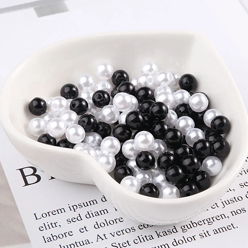 mix black white Искусственные круглые бусы одежда с жемчугом и с отверстиями для DIY Искусство Цепочки и ожерелья Модные украшения для изготовления аксессуаров 3/4/5/6/8 мм - Цвет: mix black white