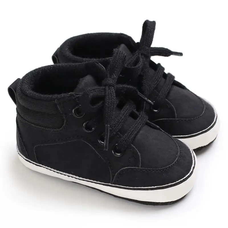Обувь для маленьких мальчиков; Осенняя модная обувь из искусственной кожи; обувь с высоким верхом и мягкой подошвой; обувь для первых шагов; нескользящая обувь - Цвет: B3