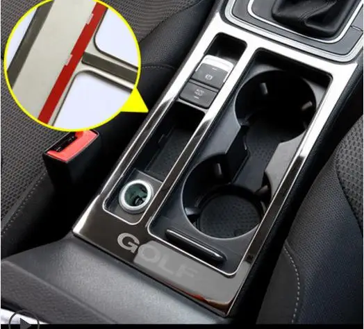 차량용 스테인리스 스틸 컵 거치대 콘솔, 물컵 프레임 장식 패널, VW 골프 7 MK7 골프 7.5 MK7.5 자동차 스티커