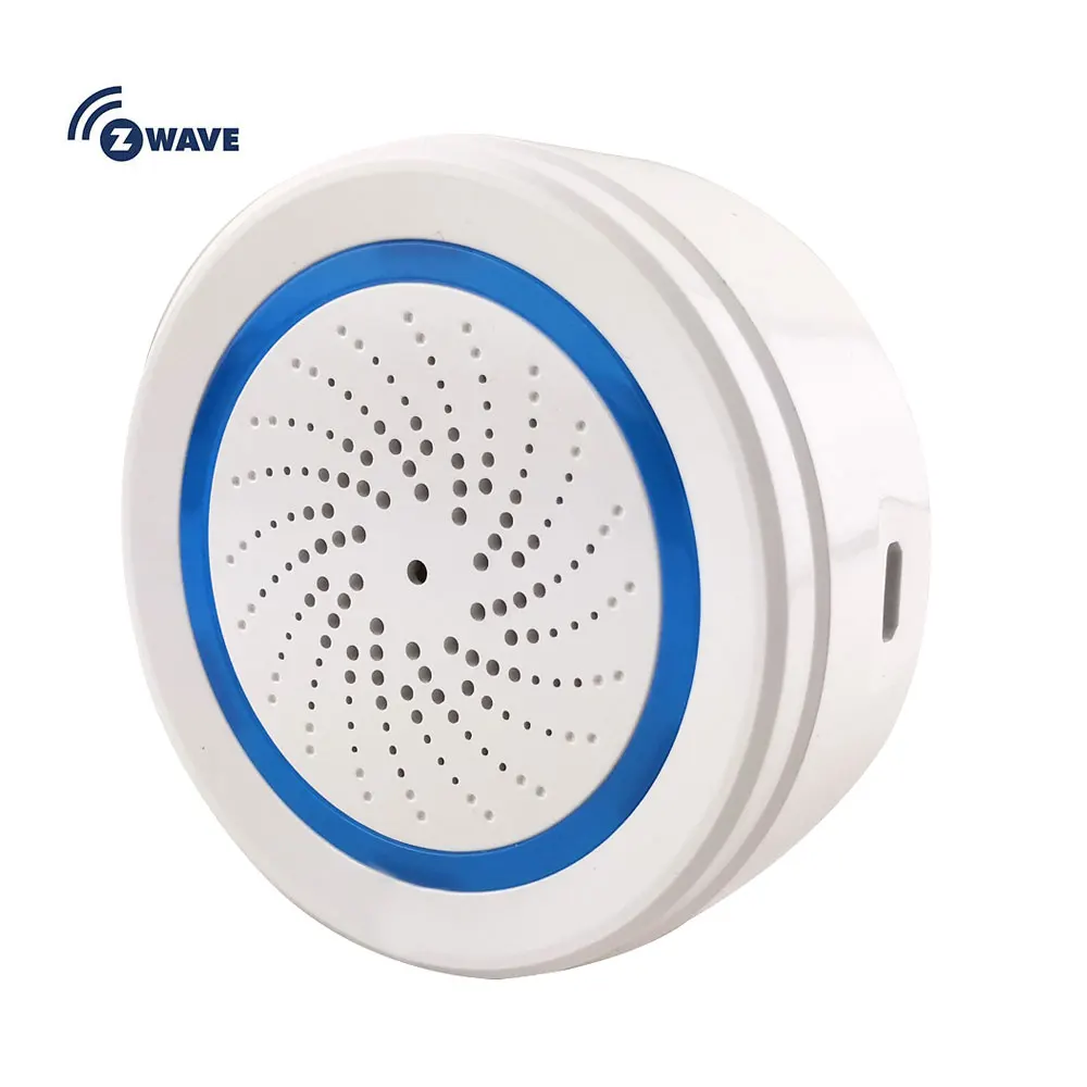 Z-wave Plus Sound and Light Alarm Sensor CR123A Battery-Powered Can Be Charged with USB Zwave Wireless Home Automation System