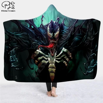 

Venom/Spiderman Character Hooded Blanket Adult colorful child Sherpa Fleece Wearable Blanket Microfiber Bedding style-2