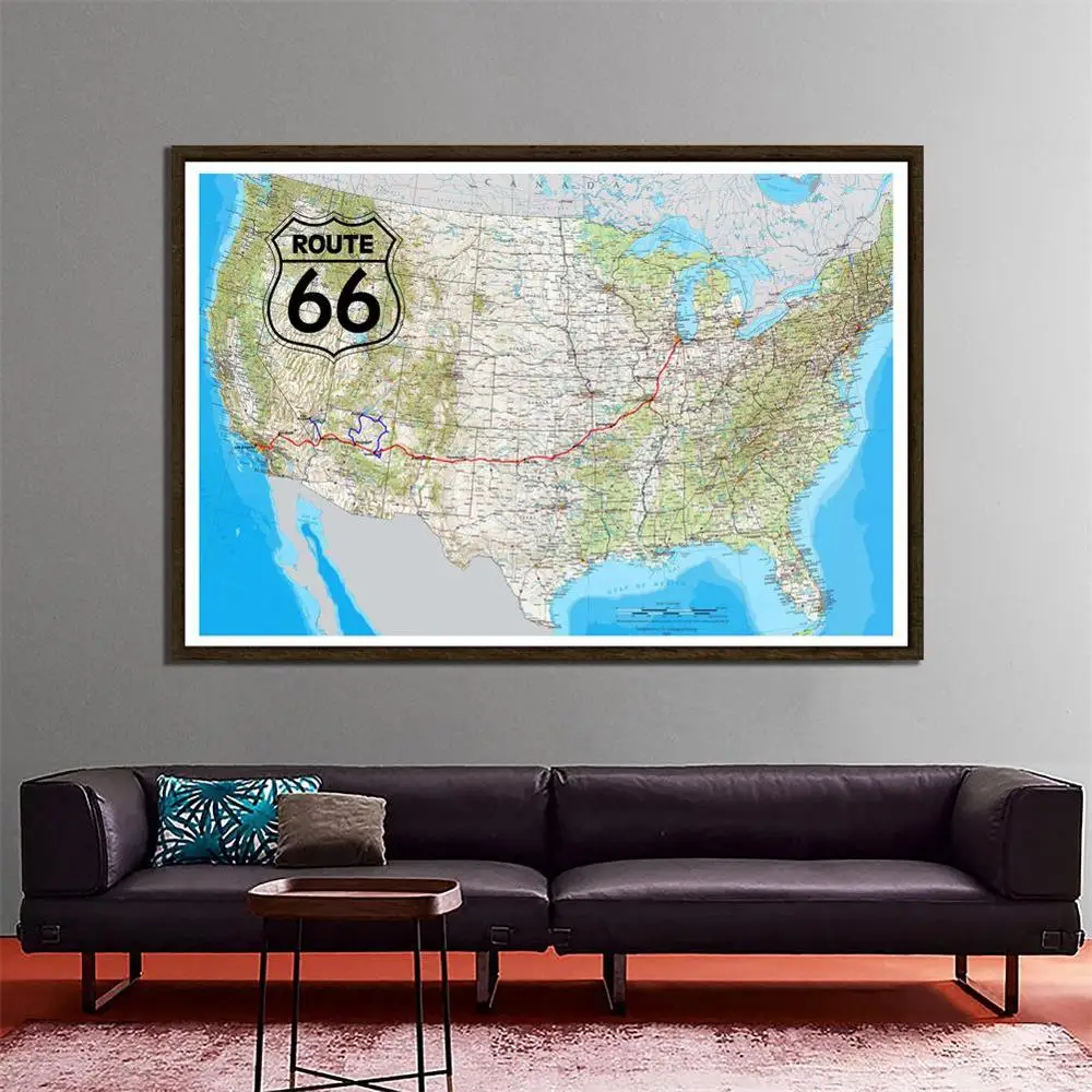 

The United States Map 150x100cm Home Office Decor Map Of Route 66 Photo Studio Backdrops Photography Backgrounds