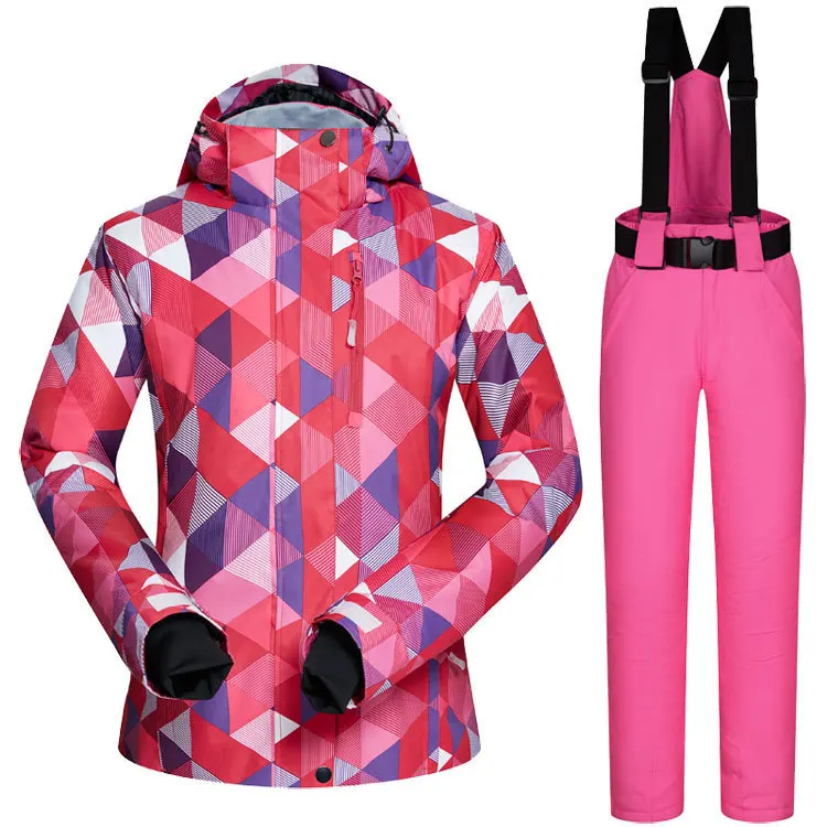 Горячая зима Открытый ветрозащитный лыжный костюм для женщин водонепроницаемый сохраняет тепло утолщение лыжная куртка и брюки лыжные и сноубордские костюмы - Цвет: Color3