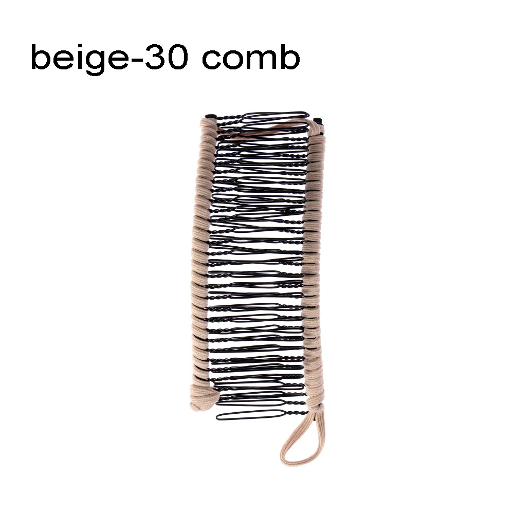 beige 30 comb Новинка 1 шт. Винтажная заколка для волос в форме банана Женская Расческа для ленивых волос винтажные растягивающиеся аксессуары для волос Новое поступление рождественские аксессуары для волос - Цвет: beige 30 comb