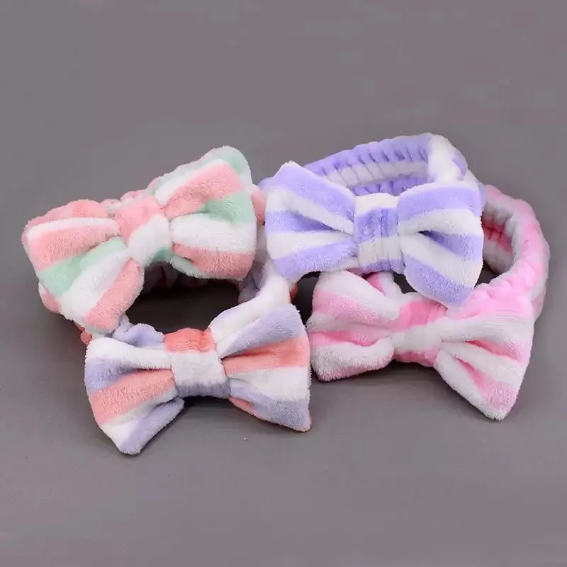 

Factory Direct Selling Flannel Bow Hair Band Plush Superfine Fibre Headband Makeup Face Wash Hair Take