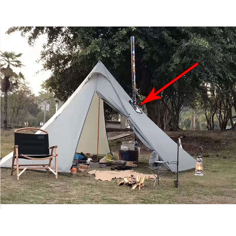 Tent Stove Jack Fire-Resistant Pipe Vent Accessory for 4 Seasons Canvas  Camping Bell Tent