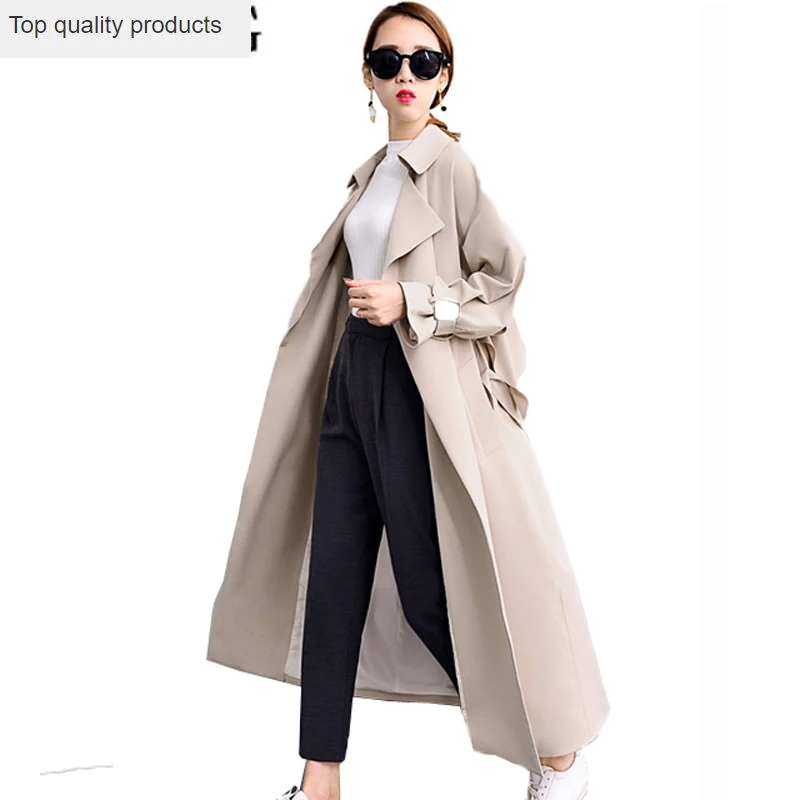 Женский черный плащ весна 2020 новинка повседневные топы с поясом Свободный