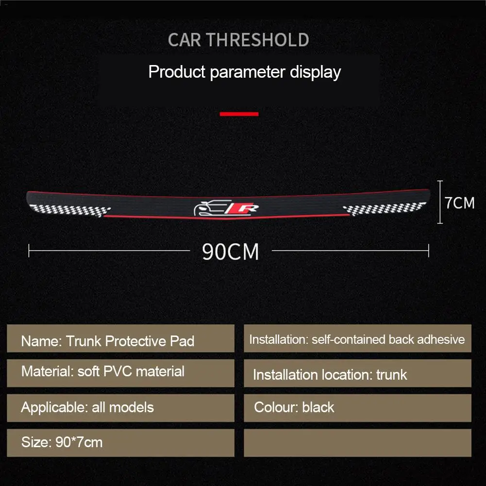 Car Rear Bumper Protector Trim Strip Anti-scratch Rubber Self-adhesive Paste Car Trunk Guard Strips Car Stickers Car Accessory