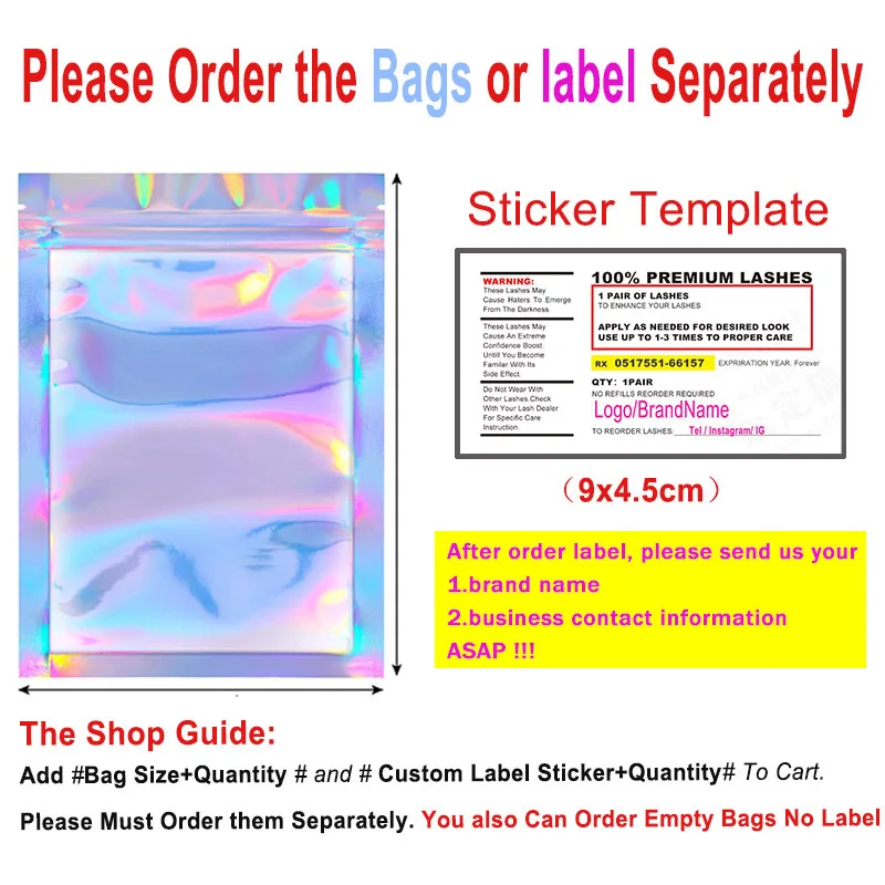 Download Wholesale Lashes Packaging Boxes Idea Holographic Laser Zip Lock Party Favor Bag Eyelashes Lash Package Box Custom Logo Sticker Customized Lashes Aliexpress