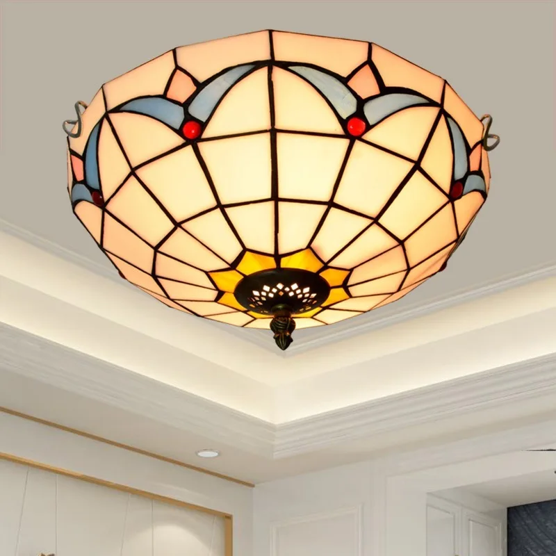 

Simple Mediterranean retro Tiffany color glass corridor balcony hall bedroom balcony ceiling light