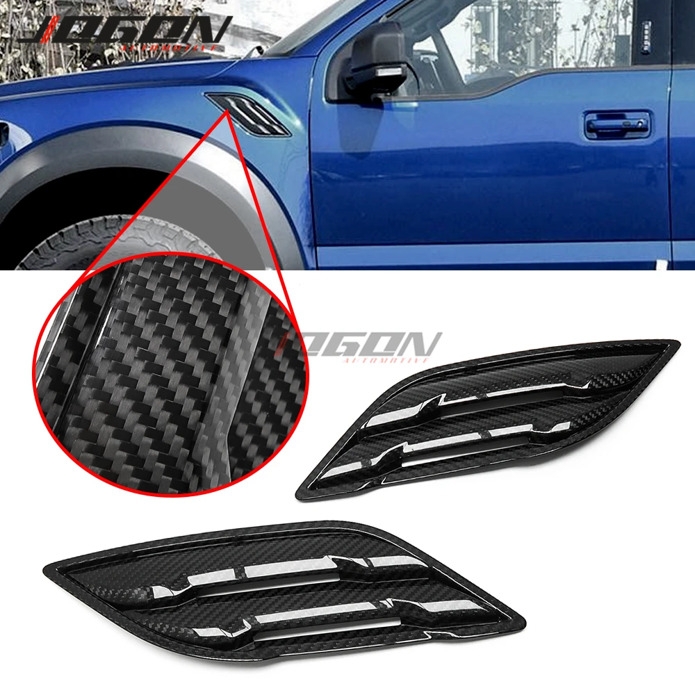 3* LHD Carbon Fiber Inner Side Air Vent Cover Trim For Ford F150 F-150 2015-2020