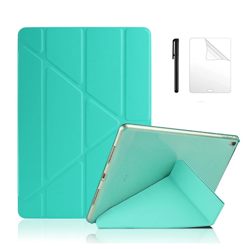 

Slim Flip Stand PU Leather case For ipad 5 ipad 6 Silicone Soft Back Smart cover for ipad Air 2 Air 1 9.7 inch Case+Film+Pen