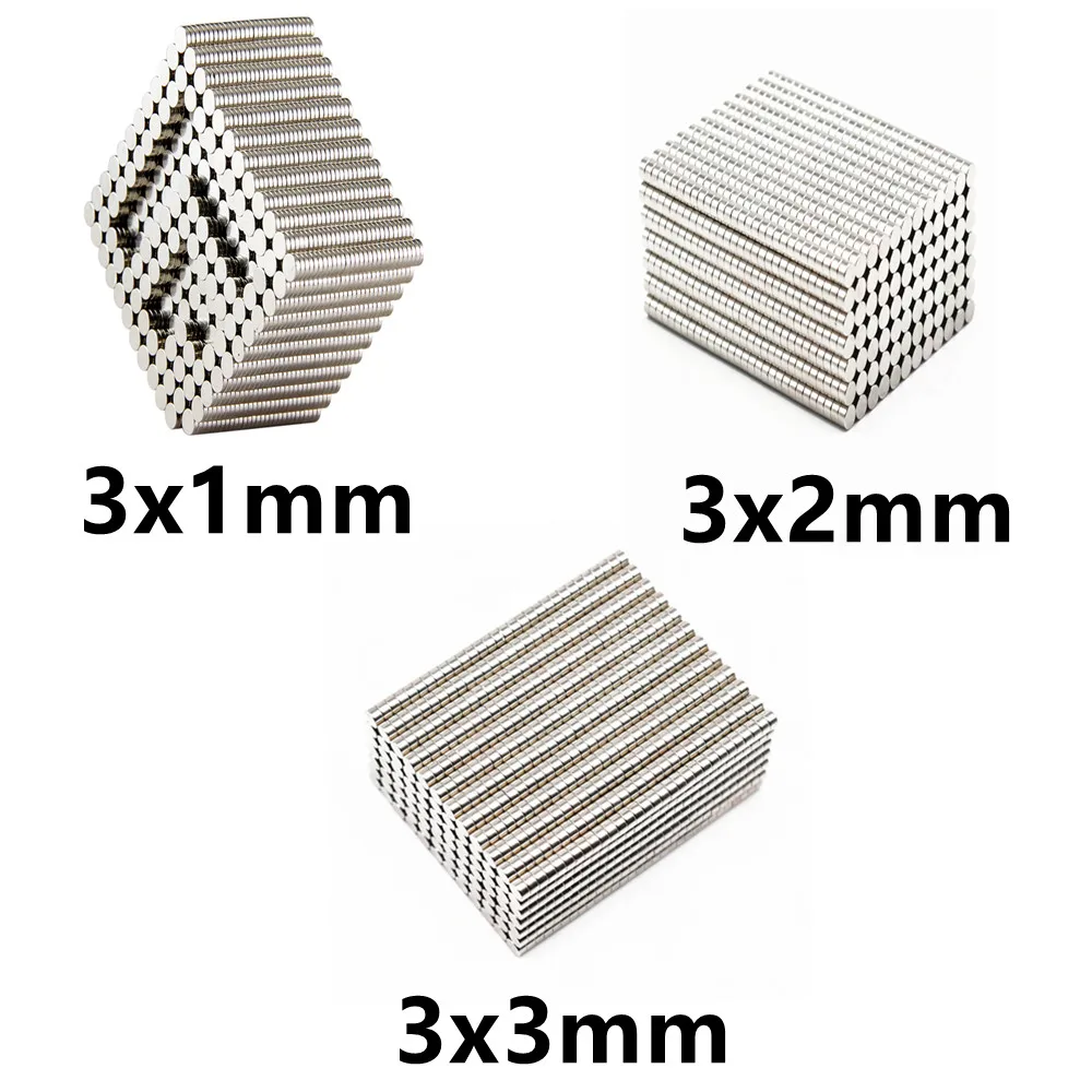 Neodymium magnets Round magnets 10 20 50PCS/LOT NdFeB 3*1 3*2 3*3 N35 Disc 3x1 3x2 3x3 Round Speaker 3mm x 1mm 2mm