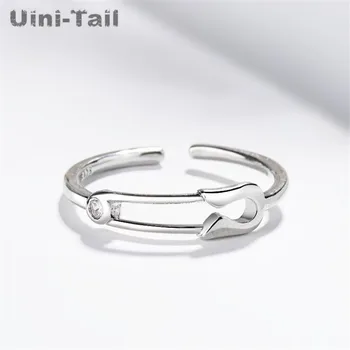 

Uini-Tail hot new 925 sterling silver creative design paper clip open ring personality fashion tide flow high quality jewelry