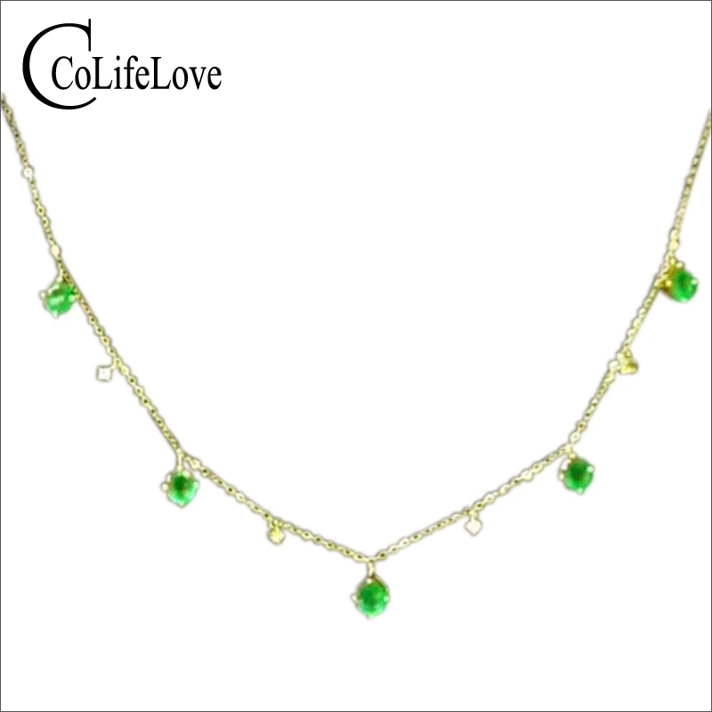 Элегантное вечернее ожерелье с изумрудами 5 шт. натуральный замбийский изумруд