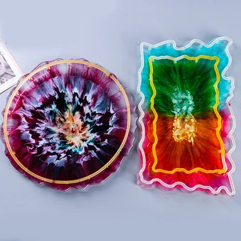 

Crystal Epoxy Resin Mold Tray Holder Casting Silicone Mould DIY Crafts Fruit Plate Bracket Making Tool