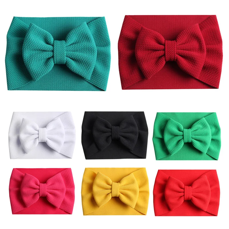 

Popular Turban Headband Kids Hair Accessories For Girls Hair Band 2019 New Textured Fabric Elastic Headwrap Big Bowknot DIY 1PC