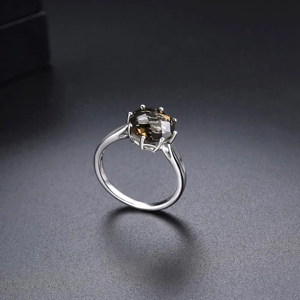 Hutang 3.73ct дымчатый кварц 925 Серебряное кольцо из настоящего коричневого драгоценного камня Кольца из стерлингового серебра для женщин Изысканные Элегантные классические ювелирные изделия