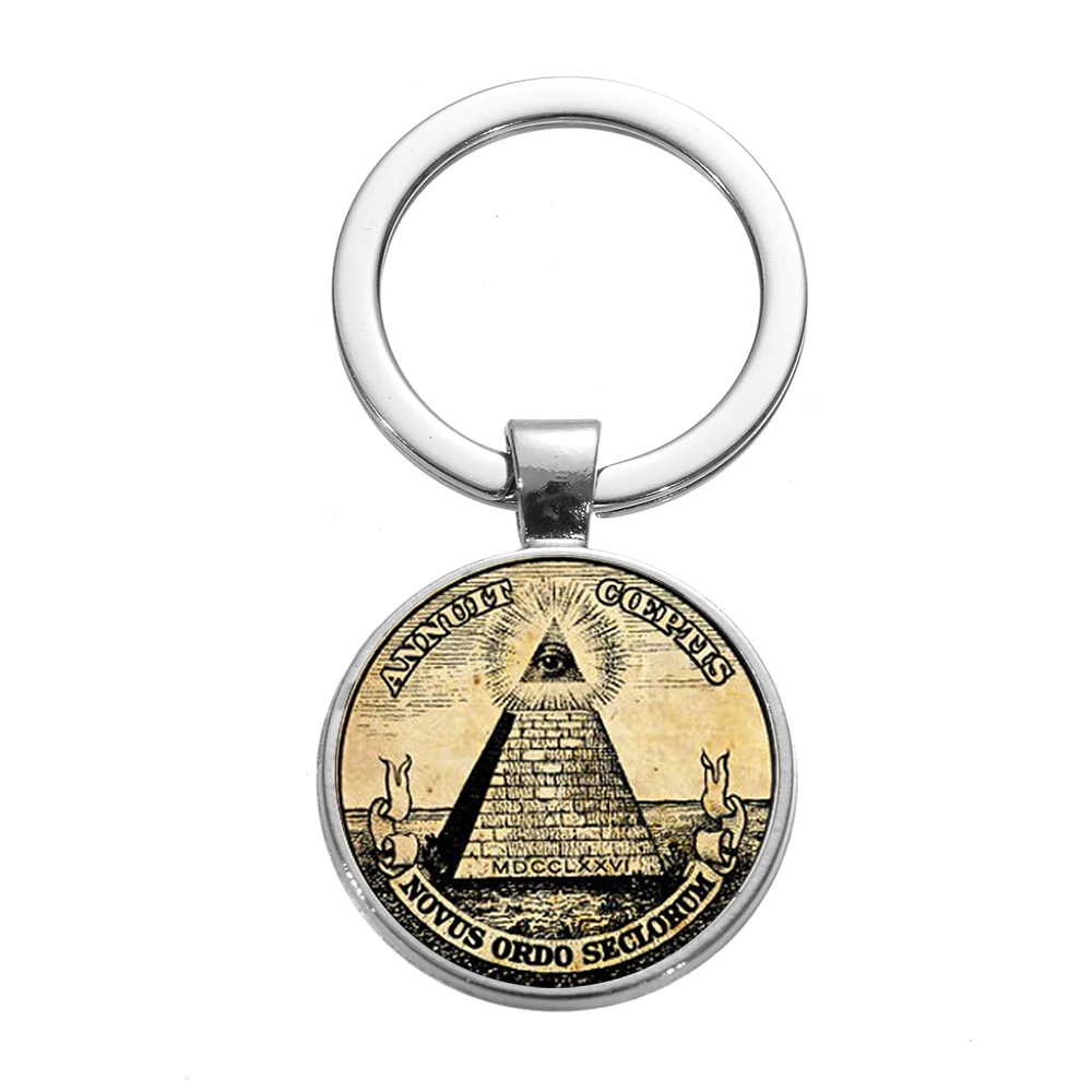 SONGDA классический масонов Иллюминаты Пирамида брелок для ключей в форме глаза масон G Тамплиер искусство символ брелок Сувенир цепочка подарок для масона - Цвет: Style 1