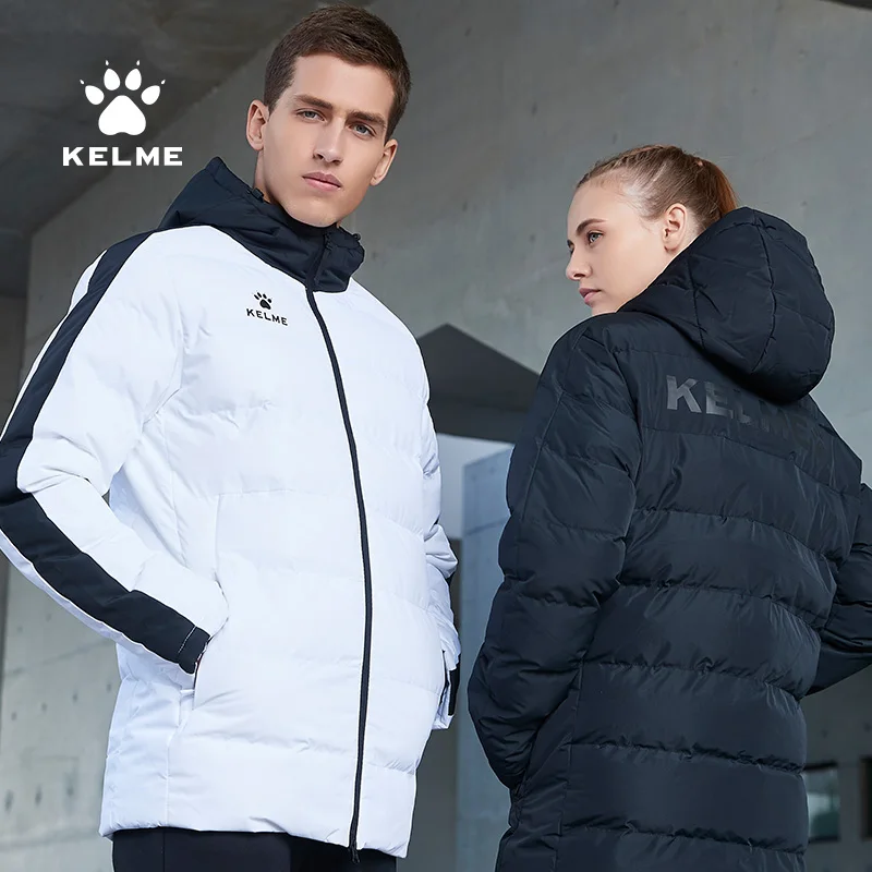 Мужская хлопковая куртка KELME теплое пальто с капюшоном для пары тренировочная