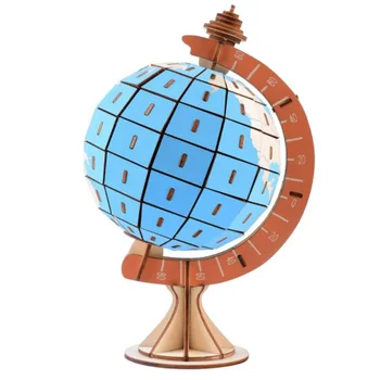 

Globe 3D Diy Wooden Puzzle Wood Tangram Puzzles Rotatable Globe Teaching and Learning Props Education Kid Toy Gift
