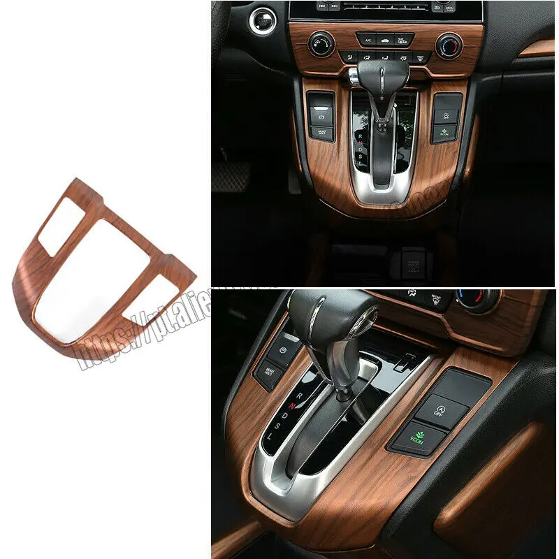 

For Honda CRV CR-V 2017 2018 2019 2020 2021 ABS Central Console Gear Shift Cover Trim Wood Grain