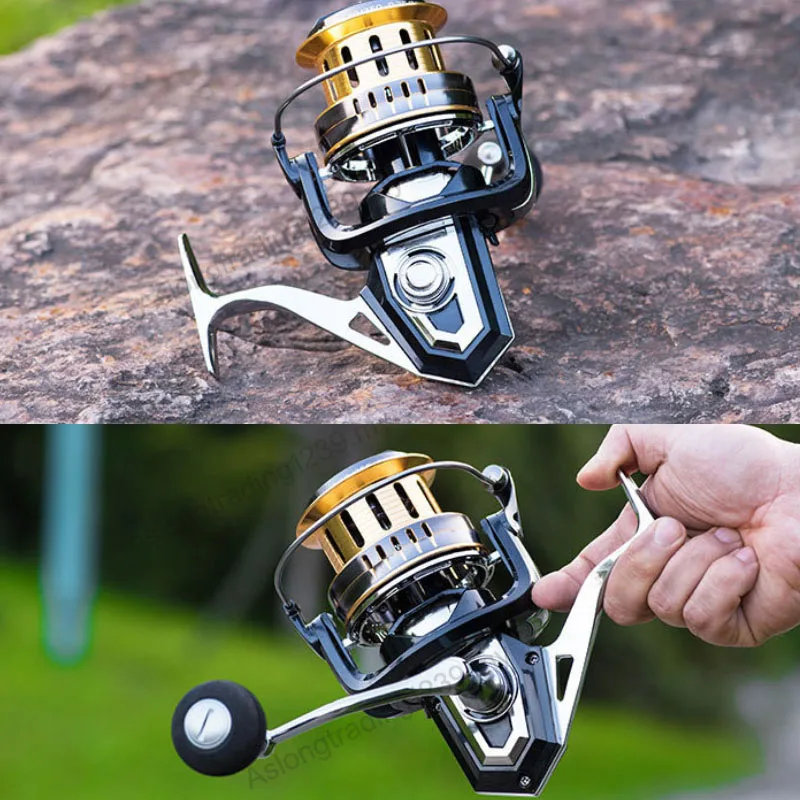 #12000 Long Shot Spinning Reel Full Metal Mechanical Corrosion-resistant  Fishing Wheel Saltwater Freshwater