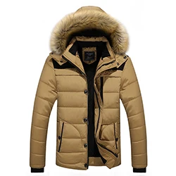 Зимняя одежда для мужчин плюс бархатная утепленная куртка с капюшоном и меховым воротником отстегивающиеся парки Пальто с несколькими карманами на молнии мужская зимняя куртка - Цвет: Khaki
