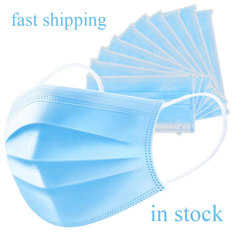 

50pcs 3 Ply Face Mask Disposable Protective Safety Masks Anti-Dust Mask Anti Pollution Non-Woven Mouth Mask N95 Mask