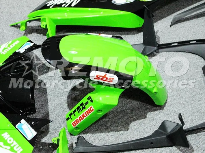 Литья под давлением ABS обтекатель комплект подходит для Kawasaki ZX6R 2009 2010 2011 2012 Обтекатели ZX-6R 09, 10, 11, 12, ниндзя 636 изготовленный на заказ Зеленый