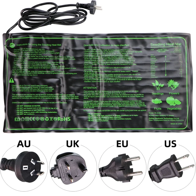 Növényi Hőszőnyeg 20X10 Hüvelyk Tartós Vízálló Vetőmag Csírázás Terjedése Hidroponikus Pad Us Uk Eu Au Plug Kert