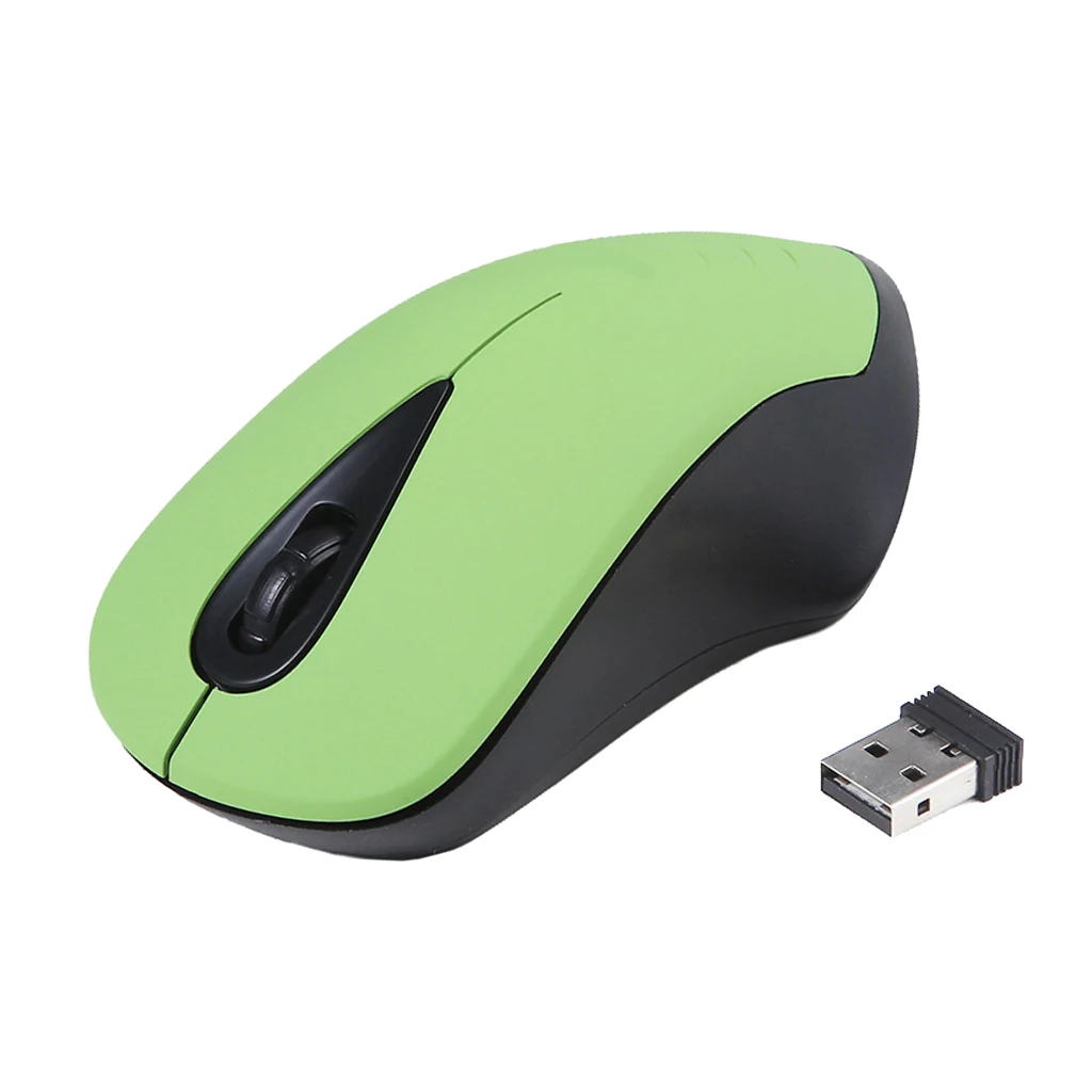 USB Optical Wireless Mouse 2.4GHz Mobile Cordless Mice 1200DPI 3Button Green