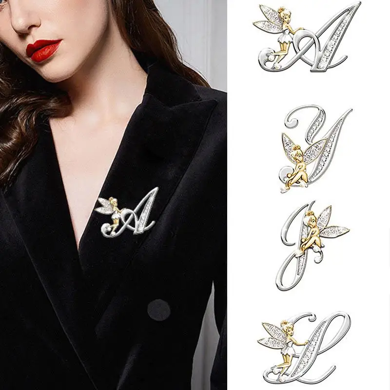Crystal Suit Shirt Cloth Bag Hat Brooch High Quality Pin Collar Hot Sale Lapel Angel Gifts Word 26 Letters Party 1PC | Украшения и