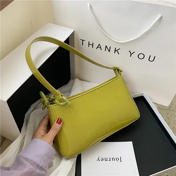 

2020 Summer New Style Patent Leather Armpit Square Sling Bag Acrylic Chain Shoulder Women's Bag