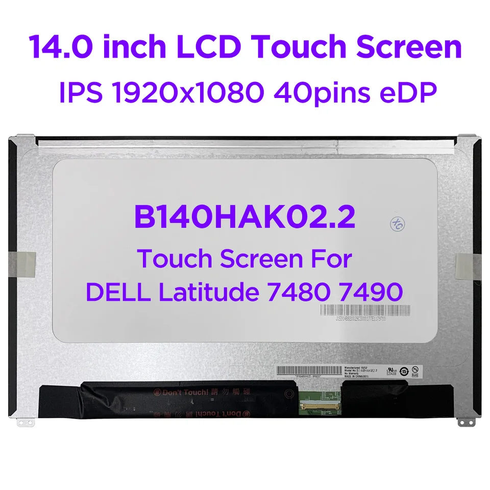 14.0 inch Laptop LCD Touch Screen B140HAK02.2 R140NWF5 R5 For DELL